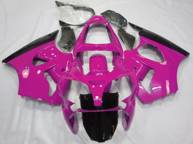 2000-2002 Pink Glossy Black Kawasaki ZX6R Motorcycle Fairings