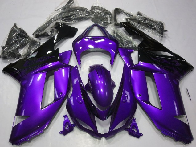 2007-2008 Glossy Purple Black Kawasaki ZX6R Motorcycle Fairings