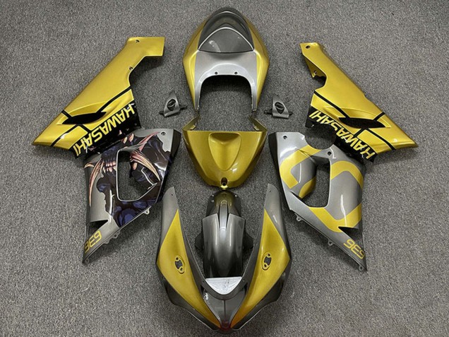 2005-2006 Gold Silver Kawasaki ZX6R Motorcycle Fairings