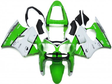 2000-2002 White Green Black Bridgestone Silkolene Kawasaki ZX6R Motorcycle Fairings