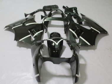 2000-2002 Glossy Black White Kawasaki ZX6R Motorcycle Fairings