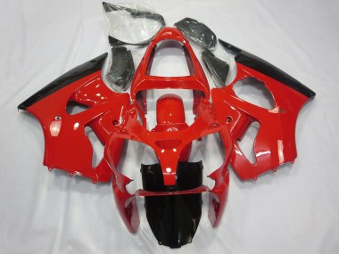 2000-2002 Red Glossy Black Kawasaki ZX6R Motorcycle Fairings