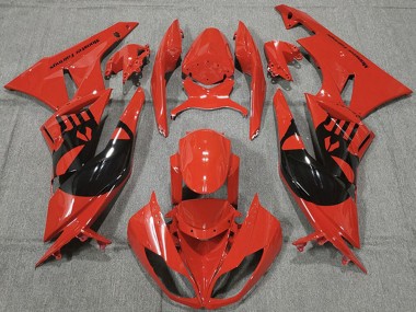 2009-2012 Red Glossy Black Punisher Kawasaki ZX6R Motorcycle Fairings