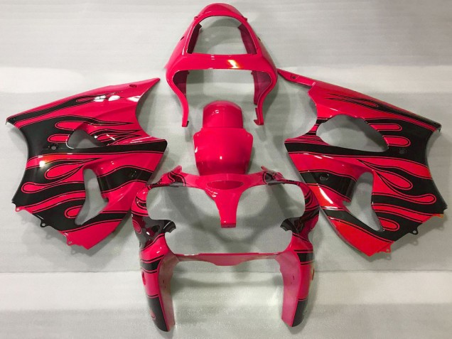 2000-2002 Red Black Flame Kawasaki ZX6R Motorcycle Fairings