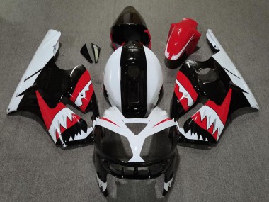 2002-2006 Red Black White Shark Kawasaki ZX12R Motorcycle Fairings