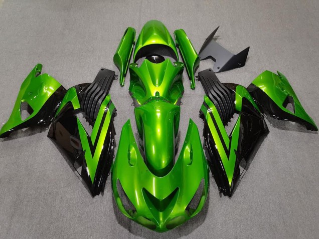 2006-2011 Green Glossy Black Kawasaki ZX14R Motorcycle Fairings