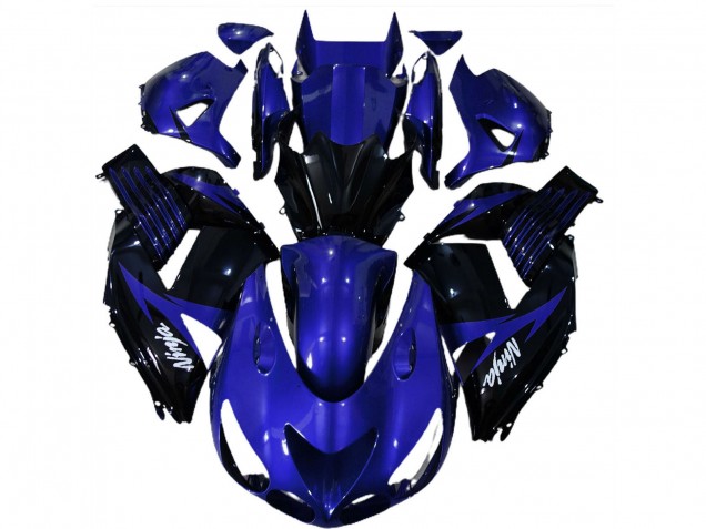 2006-2011 Blue Glossy Black White Ninja Kawasaki ZX14R Motorcycle Fairings