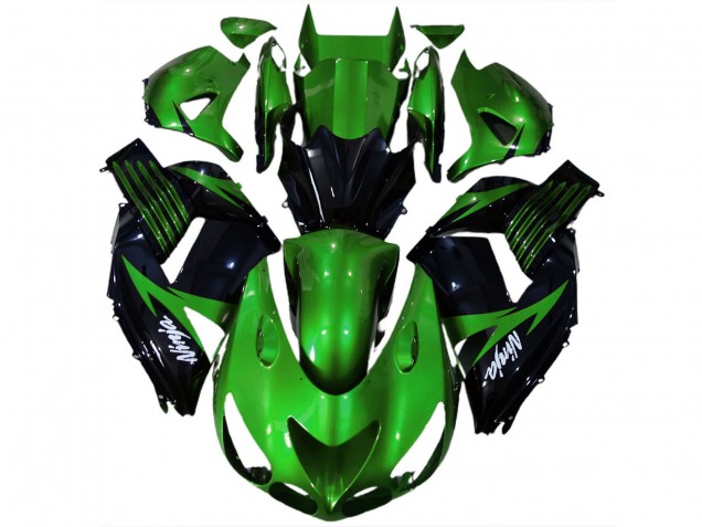 2006-2011 Green Glossy Black White Ninja Kawasaki ZX14R Motorcycle Fairing