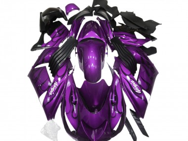 2006-2011 Purple Black Flame White Ninja Kawasaki ZX14R Motorcycle Fairings