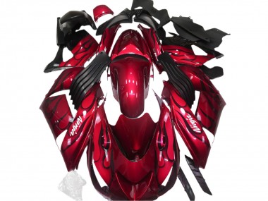 2006-2011 Red Black Flame White Ninja Kawasaki ZX14R Motorcycle Fairings