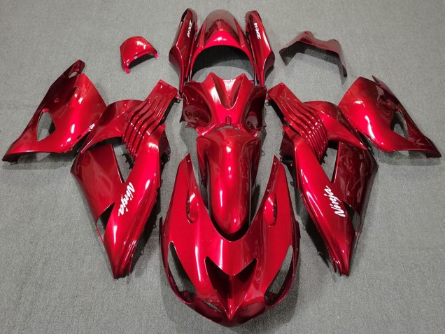 2006-2011 Red White Ninja Kawasaki ZX14R Motorcycle Fairings