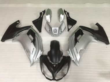 2009-2011 Silver Matte Black Kawasaki Ninja 650R Motorcycle Fairings
