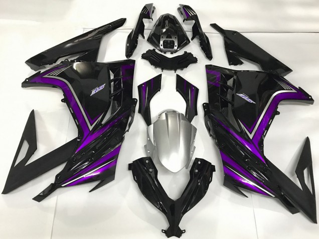 2013-2018 Glossy Black Purple Kawasaki Ninja 300 Motorcycle Fairings