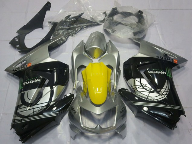 2008-2012 Silver Yellow Glossy Black Kawasaki Ninja 250 Motorcycle Fairings