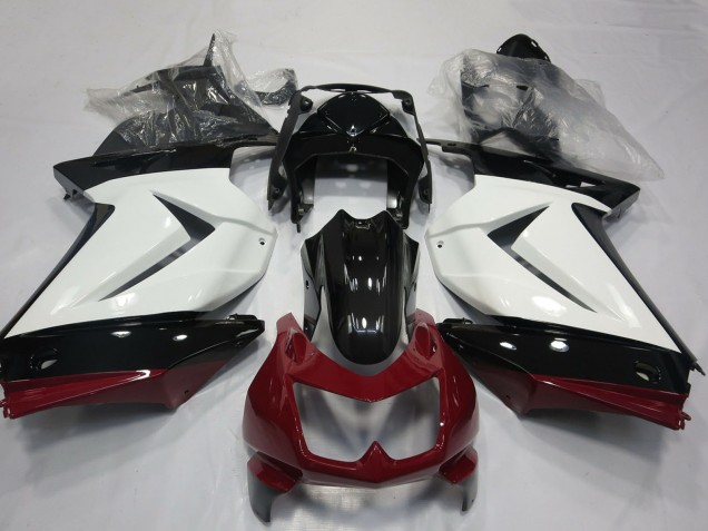 2008-2012 White Red Glossy Black Kawasaki Ninja 250 Motorcycle Fairings