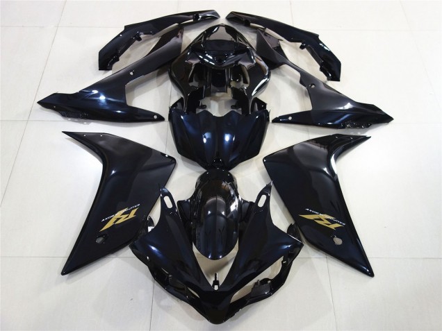 2007-2008 Glossy Black Dark Blue Gold Decal Yamaha R1 Motorcycle Fairings