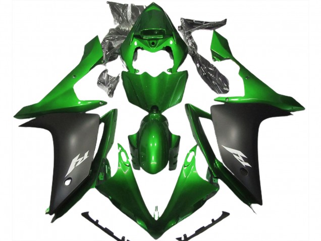2007-2008 Green Matte Black Yamaha R1 Motorcycle Fairing