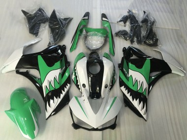 2015-2018 White Green Black Shark Yamaha R3 Motorcycle Fairing