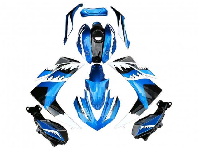2015-2018 Blue White Black Shark Yamaha R3 Motorcycle Fairing