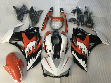 2015-2018 White Orange Glossy Black Shark Yamaha R3 Motorcycle Fairings