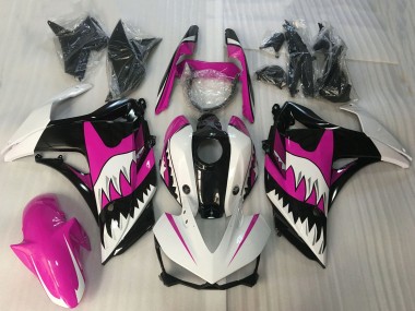 2015-2018 White Pink Glossy Black Shark Yamaha R3 Motorcycle Fairings