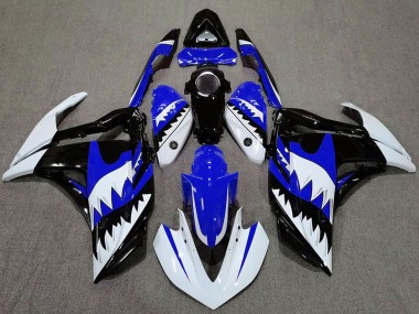 2015-2018 White Blue Black Shark Yamaha R3 Motorcycle Fairings