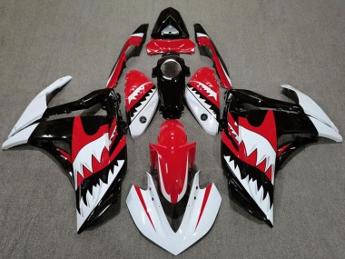2015-2018 White Red Black Shark Yamaha R3 Motorcycle Fairings