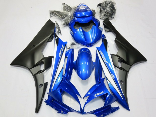 2006-2007 Blue White Matte Black Yamaha R6 Motorcycle Fairings