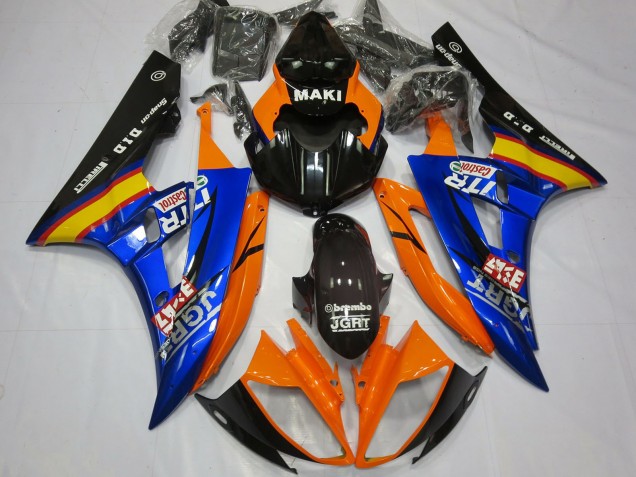 2006-2007 Orange Blue Glossy Black Castrol Yamaha R6 Motorcycle Fairings