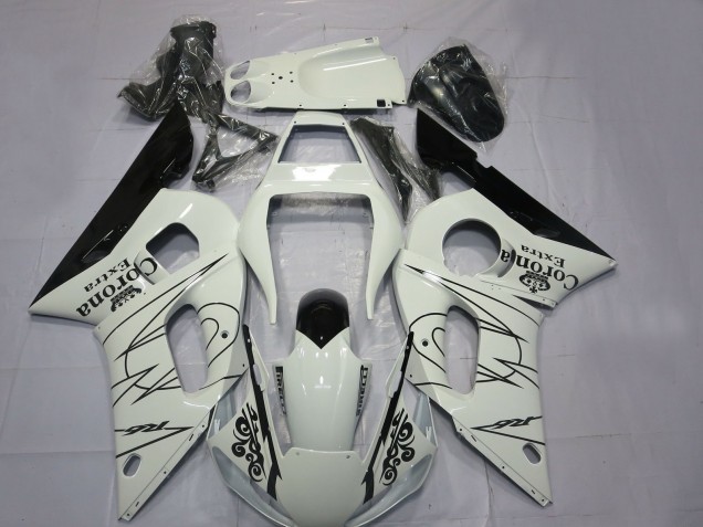 1998-2002 White Black Corona Motul Yamaha R6 Motorcycle Fairings
