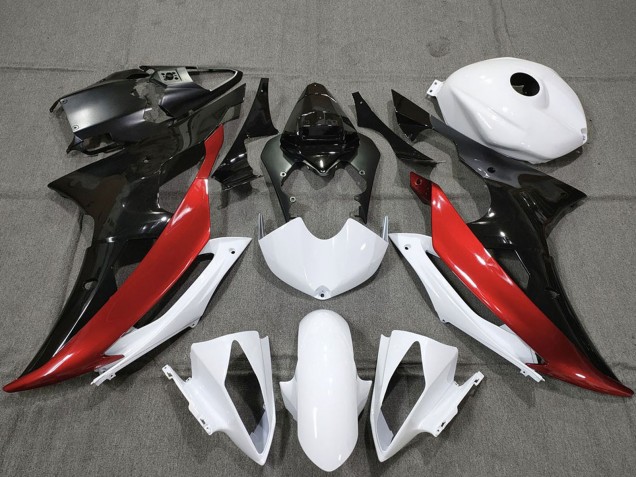 2008-2016 White Red Glossy Black Yamaha R6 Motorcycle Fairings
