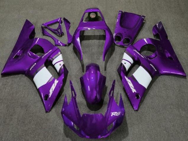 1998-2002 Dark Purple White Yamaha R6 Motorcycle Fairings