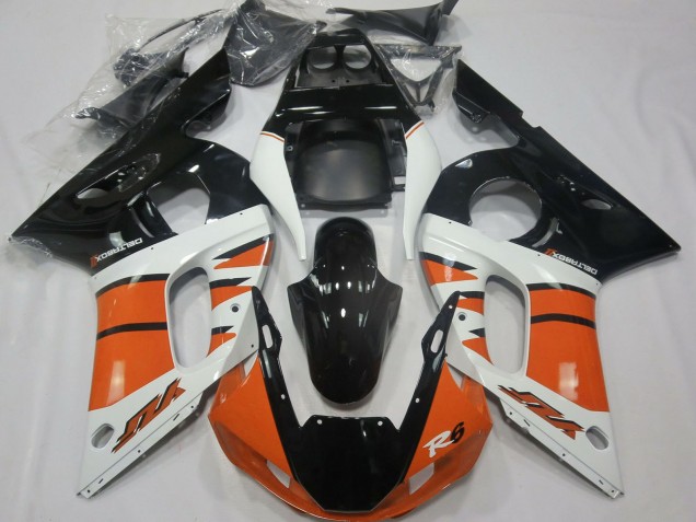 1998-2002 White Orange Glossy Black Yamaha R6 Motorcycle Fairings