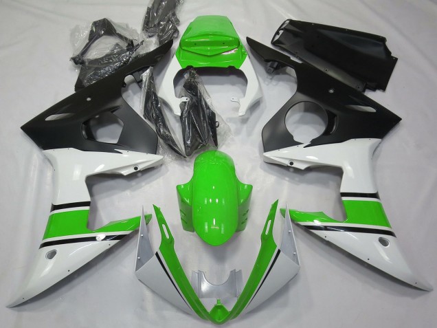 2003-2004 White Green Matte Black Yamaha R6 Motorcycle Fairings