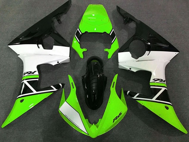 2003-2004 Green White Glossy Black Yamaha R6 Motorcycle Fairings