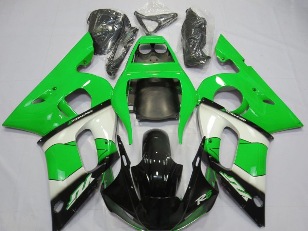 1998-2002 Green White Glossy Black Yamaha R6 Motorcycle Fairing