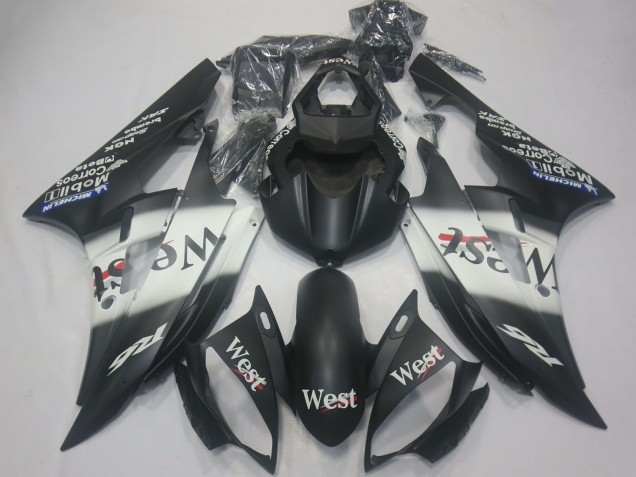 2006-2007 Matte Black White West Michelin Yamaha R6 Motorcycle Fairings