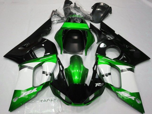 1998-2002 Green White Glossy Black Yamaha R6 Motorcycle Fairings