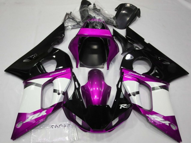 1998-2002 Purple White Glossy Black Yamaha R6 Motorcycle Fairings