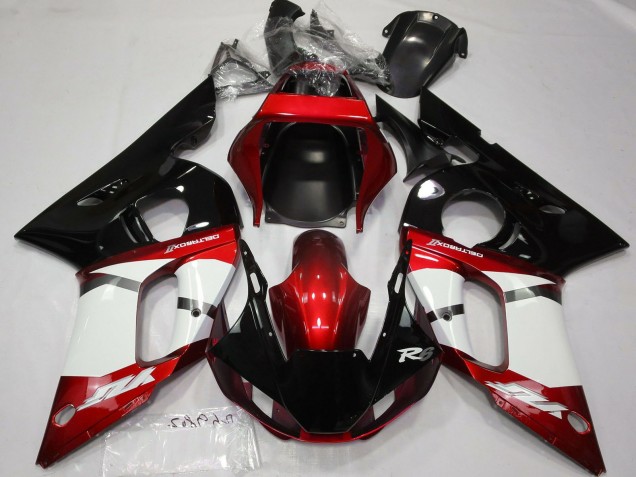 1998-2002 Red White Glossy Black Yamaha R6 Motorcycle Fairing