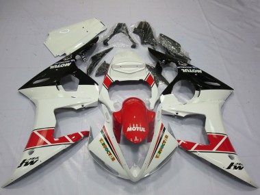 2005 White Red Glossy Black Motul Yamaha R6 Motorcycle Fairings