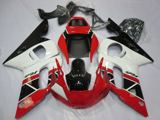 1998-2002 Red White Glossy Black OEM Style Yamaha R6 Motorcycle Fairings