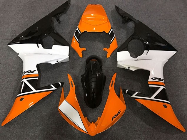 2003-2004 Orange White Glossy Black Yamaha R6 Motorcycle Fairings