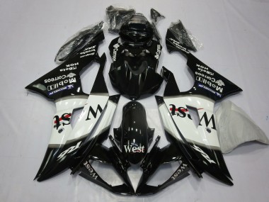 2008-2016 Glossy Black White West Michelin Yamaha R6 Motorcycle Fairings