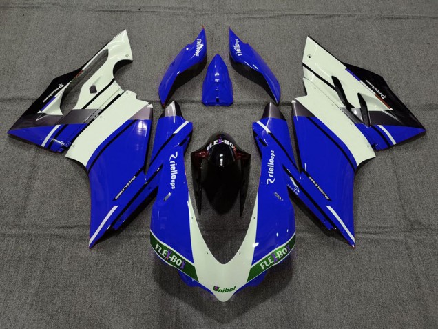 2015-2017 Blue White Glossy Black Unibat Flex-Box OEM Style Ducati 959 1299 Motorcycle Fairings