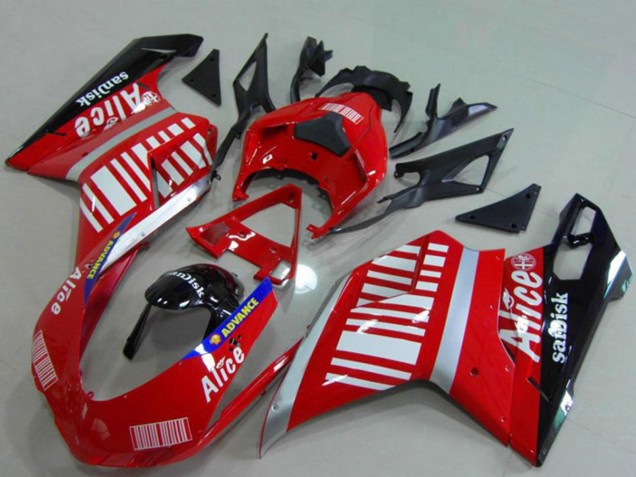 2007-2014 Silver Red Glossy Black Alice Sandisk Ducati 848 1098 1198 Motorcycle Fairings