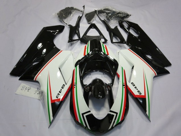 2007-2014 White Red Green Glossy Black Ducati 848 Motorcycle Fairings