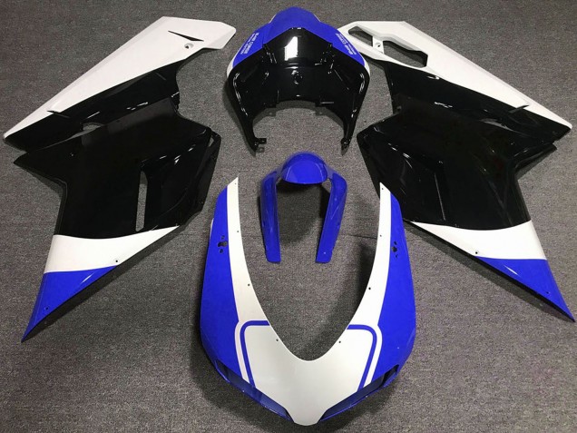 2007-2014 White Blue Glossy Black Ducati 848 1098 1198 Motorcycle Fairing