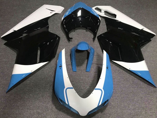 2007-2014 White Blue Glossy Black Ducati 848 1098 1198 Motorcycle Fairings