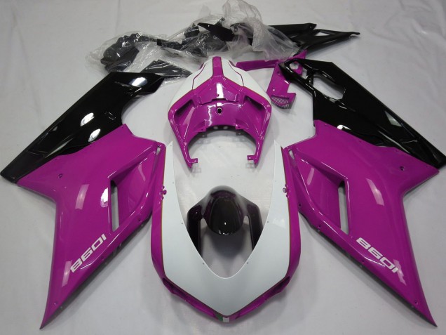 2007-2014 Pink White Glossy Black Ducati 1098 Motorcycle Fairings